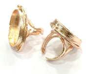 Adjustable Ring Blank, (30x22 mm blank) Rose Gold Plated Brass G4405