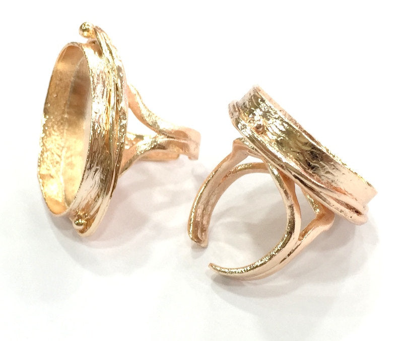 Adjustable Ring Blank, (30x22 mm blank) Rose Gold Plated Brass G4405