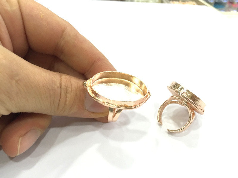 Adjustable Ring Blank, (30x22 mm blank) Rose Gold Plated Brass G4405