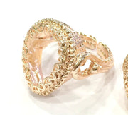 Adjustable Ring Blank, (18x13 mm drop blank) Rose Gold Plated Brass G4406