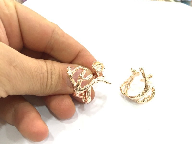 Adjustable Ring Blank, (8 mm blank) Rose Gold Plated Brass G4408
