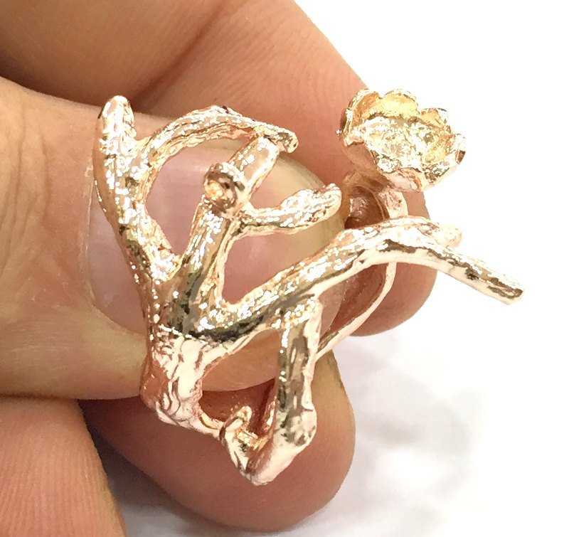 Adjustable Ring Blank, (8 mm blank) Rose Gold Plated Brass G4408