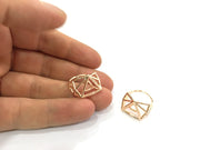 Geometric Ring Blank, (11x11x11 mm blank) Rose Gold Plated Brass G4409