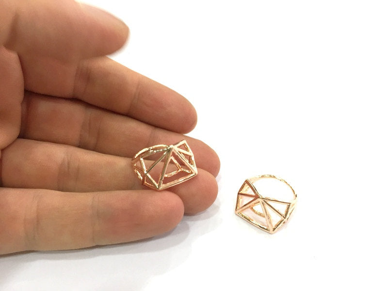Geometric Ring Blank, (11x11x11 mm blank) Rose Gold Plated Brass G4409