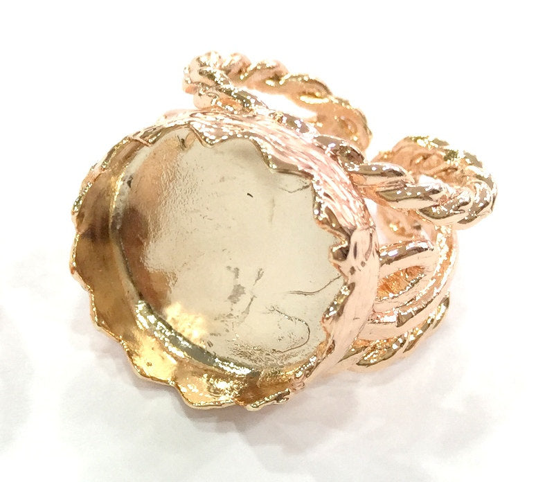 Adjustable Ring Blank, (20 mm blank) Rose Gold Plated Brass G12038