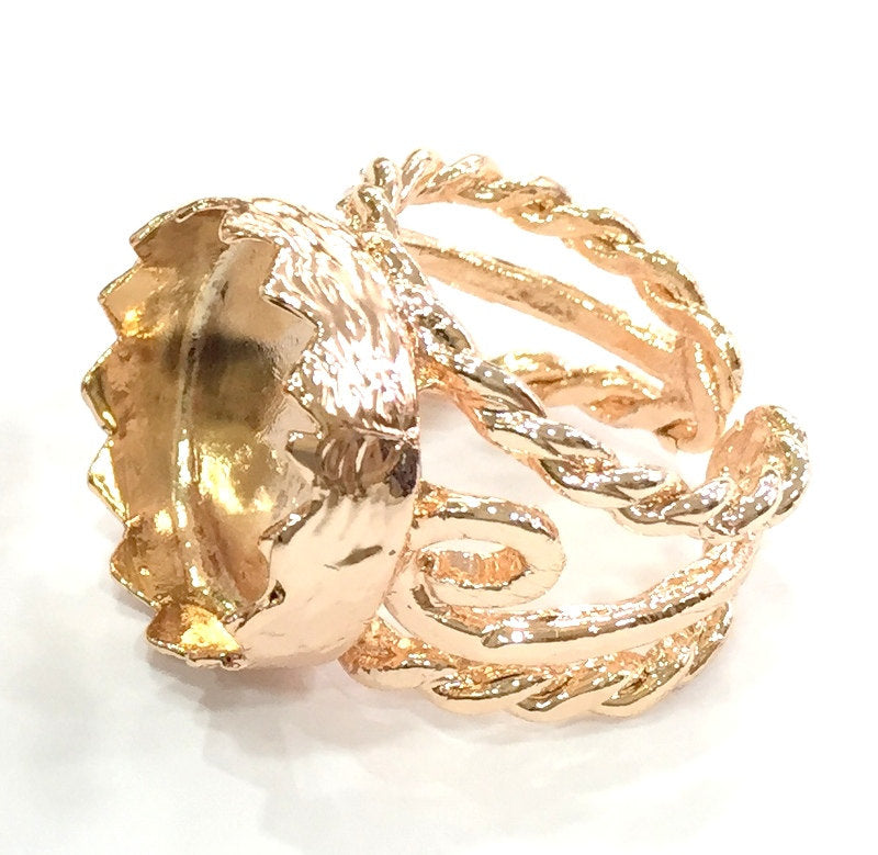 Adjustable Ring Blank, (20 mm blank) Rose Gold Plated Brass G12038