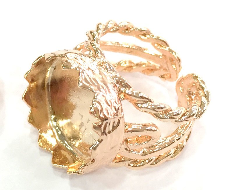 Adjustable Ring Blank, (20 mm blank) Rose Gold Plated Brass G12038