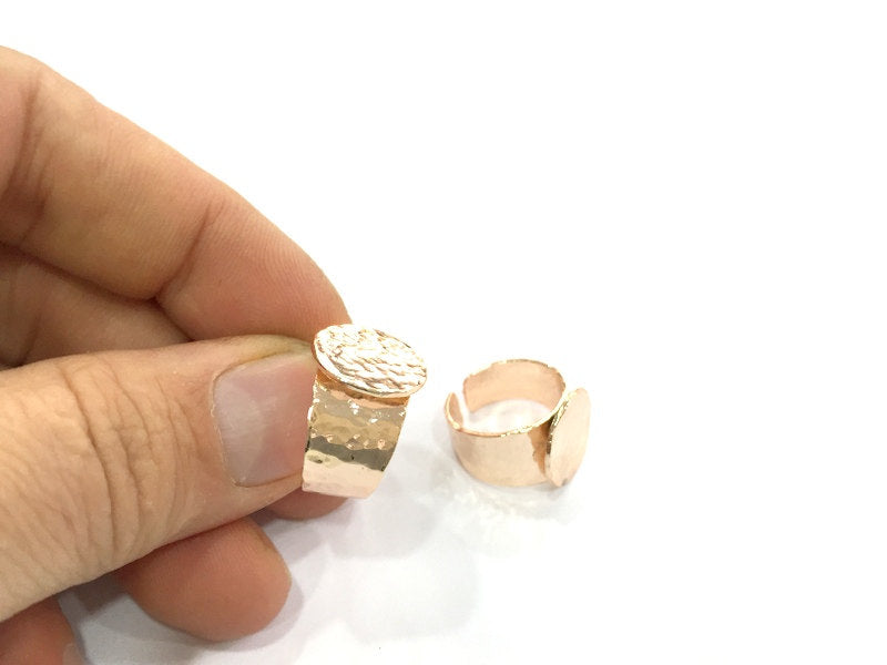 Adjustable Ring Blank, (15 mm blank) Rose Gold Plated Brass G4411