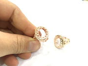 Rose Gold  Ring Blank Ring Setting Ring Bezel Base Adjustable (18x13 mm blank) Rose Gold Plated Brass G4412