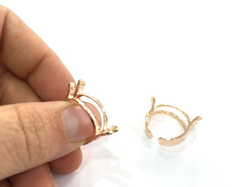 Adjustable Ring Blank Setting,  Rose Gold Plated Brass G4413