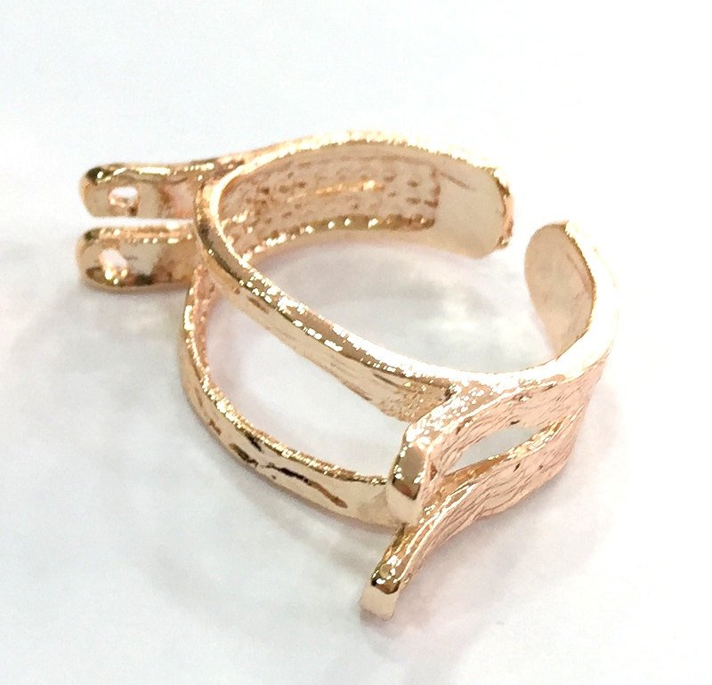 Adjustable Ring Blank Setting,  Rose Gold Plated Brass G4413