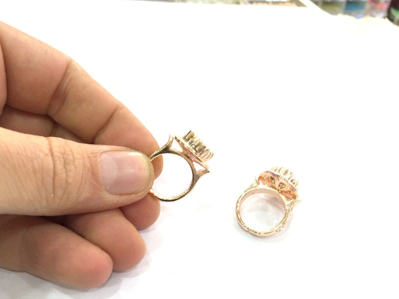 Adjustable Ring Blank, (10 mm blank) Rose Gold Plated Brass G4414