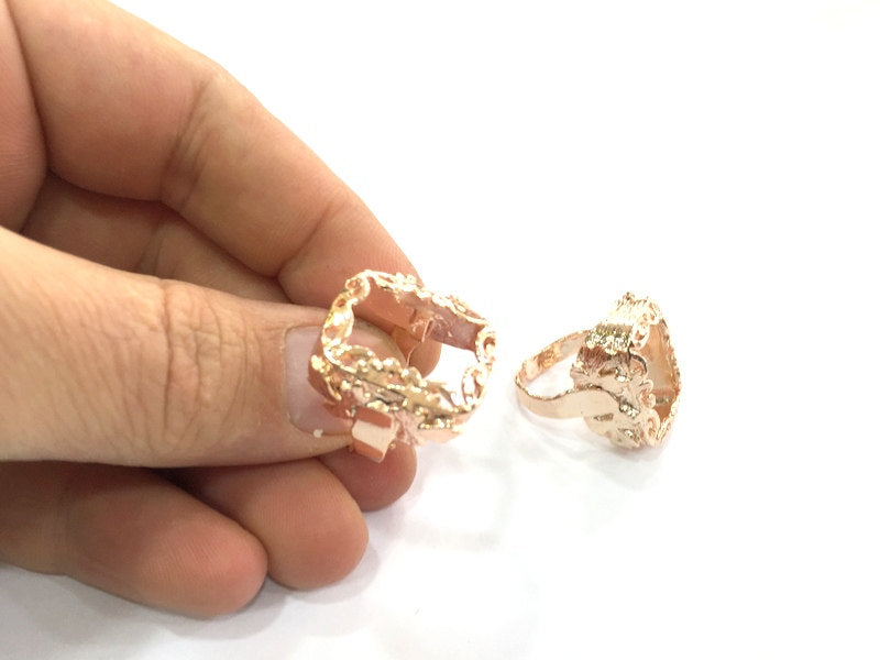 Adjustable Ring Blank, (20x14 mm blank) Rose Gold Plated Brass G4415