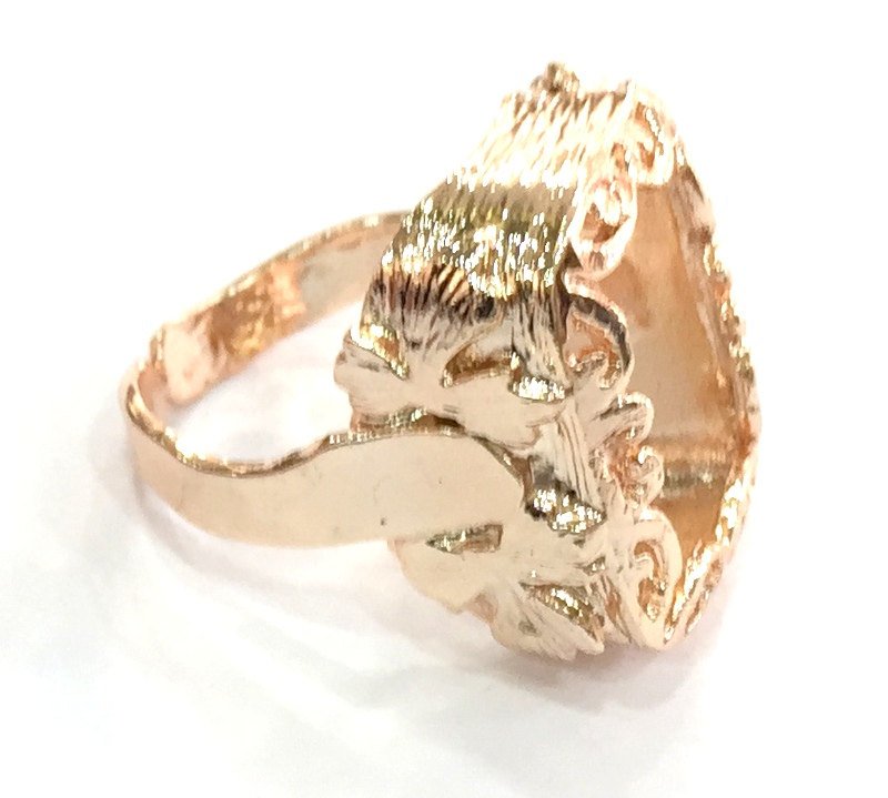 Adjustable Ring Blank, (20x14 mm blank) Rose Gold Plated Brass G4415