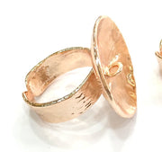 Adjustable Ring Blank Setting,  Rose Gold Plated Brass G4417