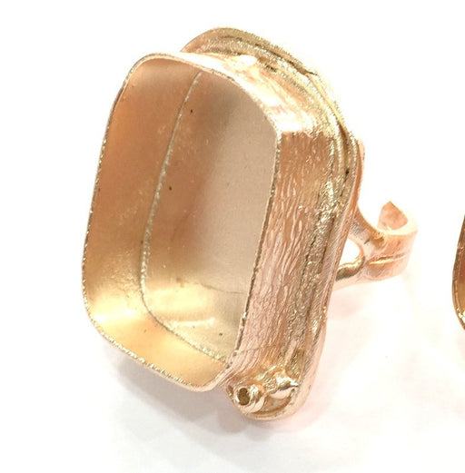 Adjustable Ring Blank, (25x18 mm blank) Rose Gold Plated Brass G4418