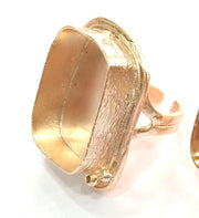 Adjustable Ring Blank, (25x18 mm blank) Rose Gold Plated Brass G4418