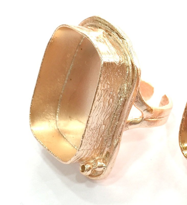 Adjustable Ring Blank, (25x18 mm blank) Rose Gold Plated Brass G4418
