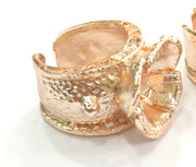 Adjustable Ring Blank, (12 mm blank) Rose Gold Plated Brass G4419