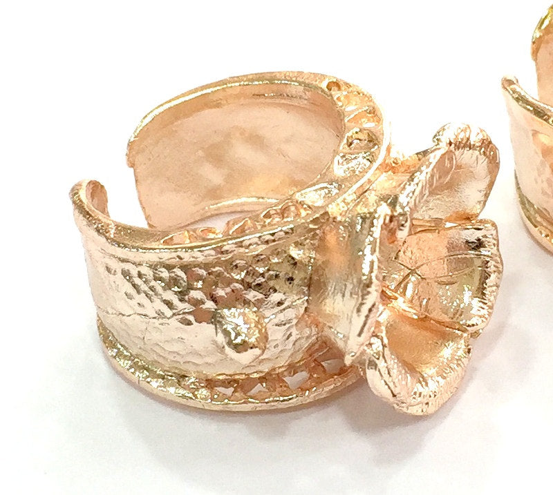 Adjustable Ring Blank, (12 mm blank) Rose Gold Plated Brass G4419