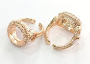 Adjustable Ring Blank, (14 mm blank) Rose Gold Plated Brass G4421