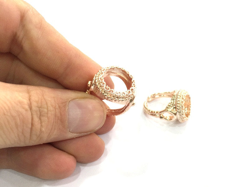 Adjustable Ring Blank, (14 mm blank) Rose Gold Plated Brass G4421