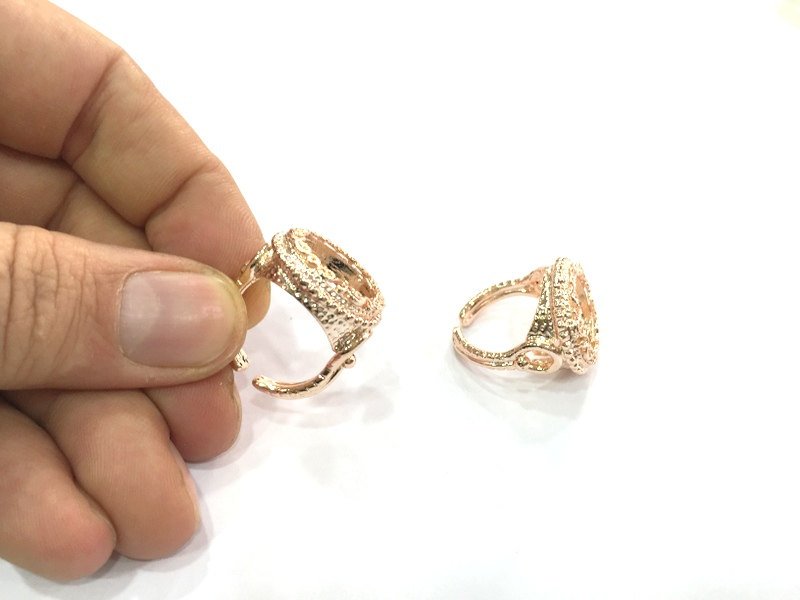 Adjustable Ring Blank, (16 mm blank) Rose Gold Plated Brass G4422