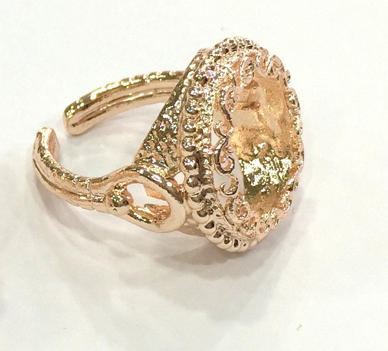 Adjustable Ring Blank, (16 mm blank) Rose Gold Plated Brass G4422