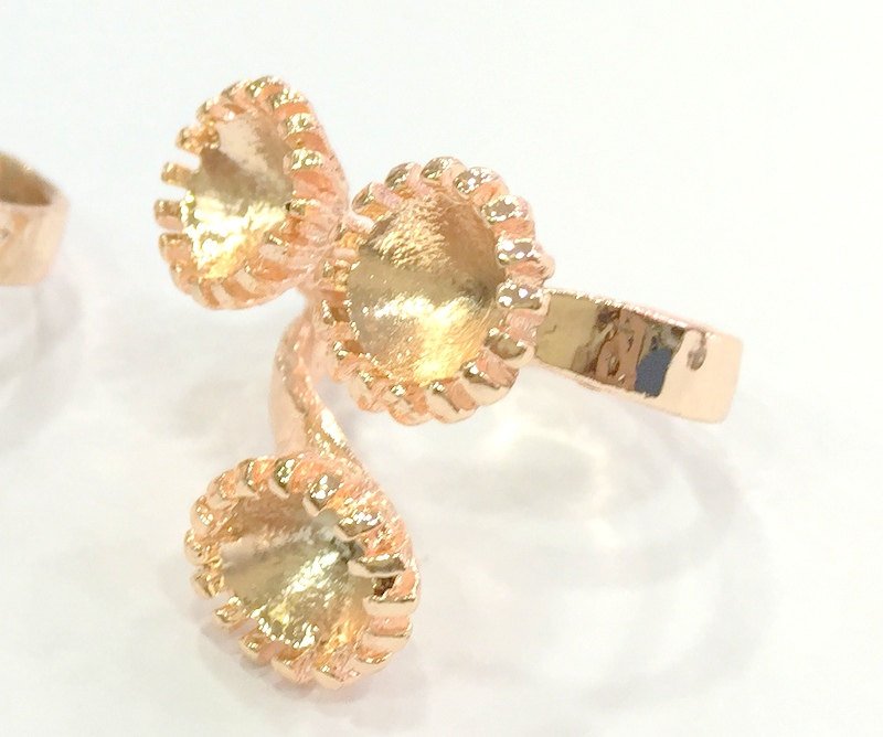 Adjustable Ring Blank, (6 mm blank) Rose Gold Plated Brass G4425