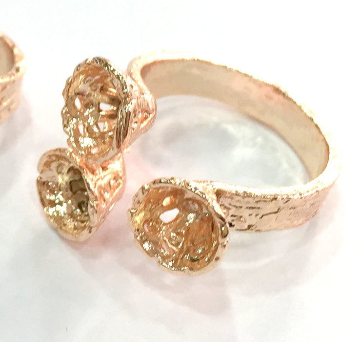 Adjustable Ring Blank, (6 mm blank) Rose Gold Plated Brass G4427