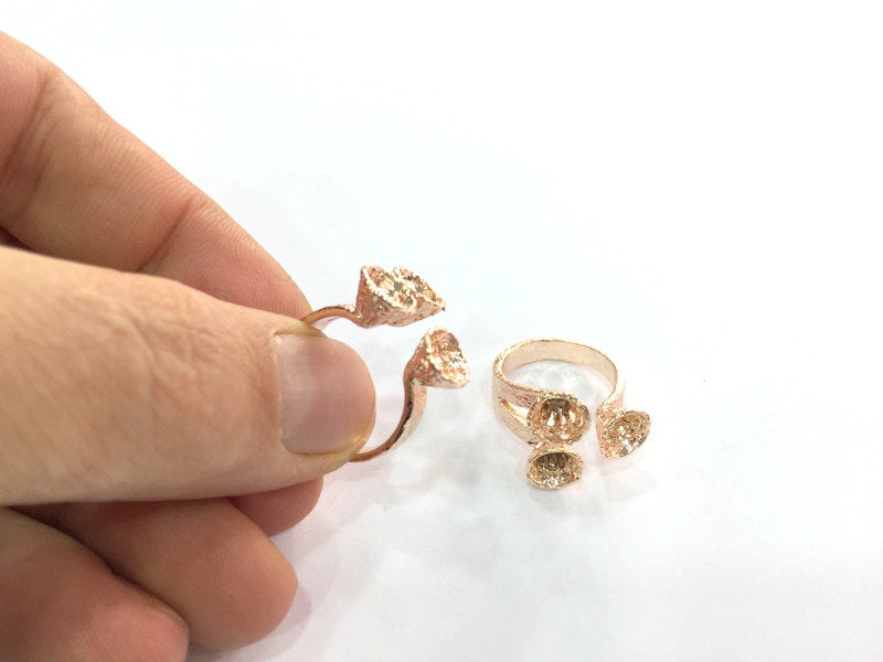 Adjustable Ring Blank, (6 mm blank) Rose Gold Plated Brass G4427