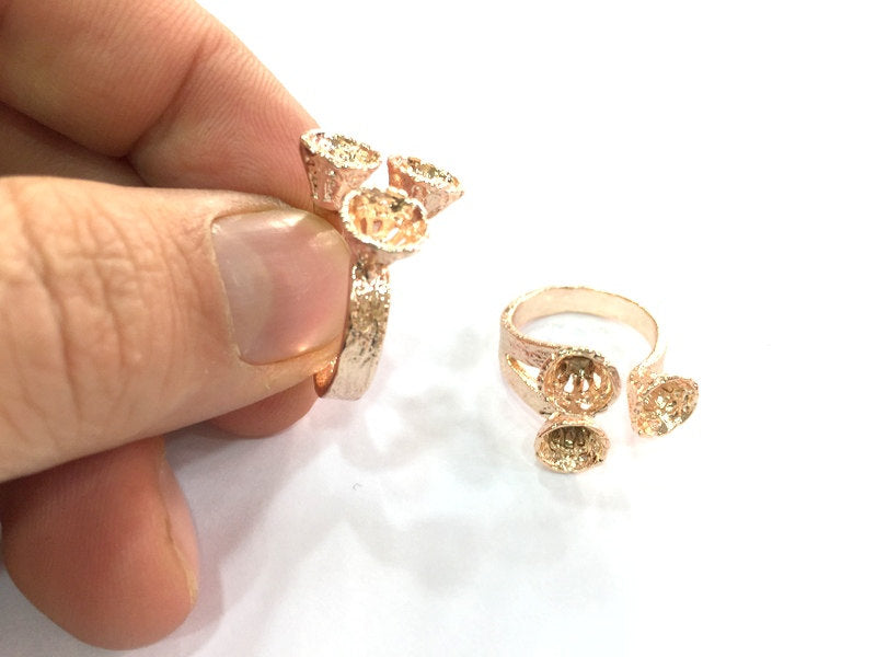 Adjustable Ring Blank, (6 mm blank) Rose Gold Plated Brass G4427