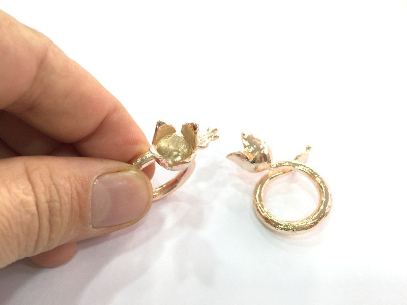 Adjustable Ring Blank, (8 mm blank) Rose Gold Plated Brass G4428