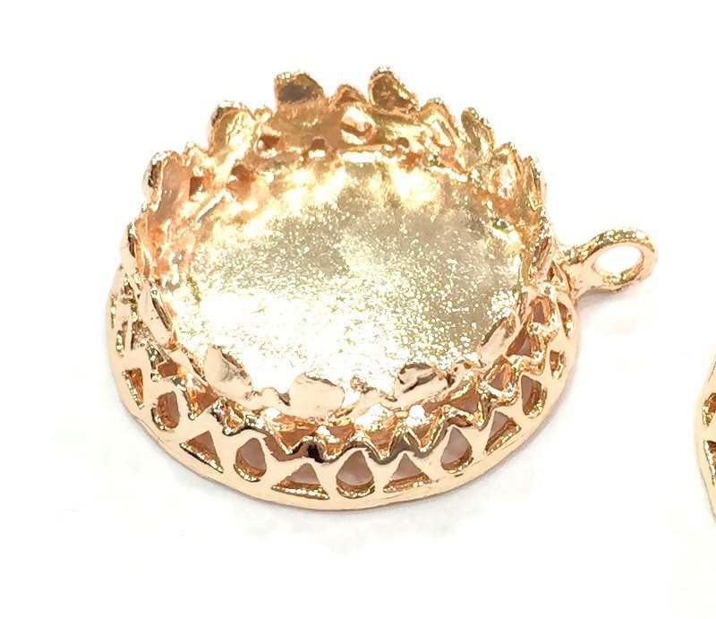 Rose Gold Pendant Blank Base Setting Necklace Blank Mountings Rose Gold Plated Brass     (20 mm blank) G4429