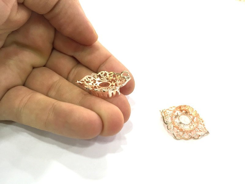 Rose Gold Pendant Blank Base Setting Necklace Blank Mountings  Rose Gold Plated Brass  (14 mm blank) G4430