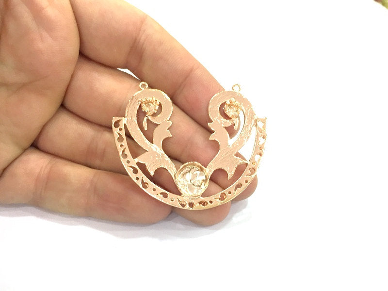 Rose Gold Plated Brass  Blanks , Mountings   (10mm , 4mm, 4mm  blank) G4433