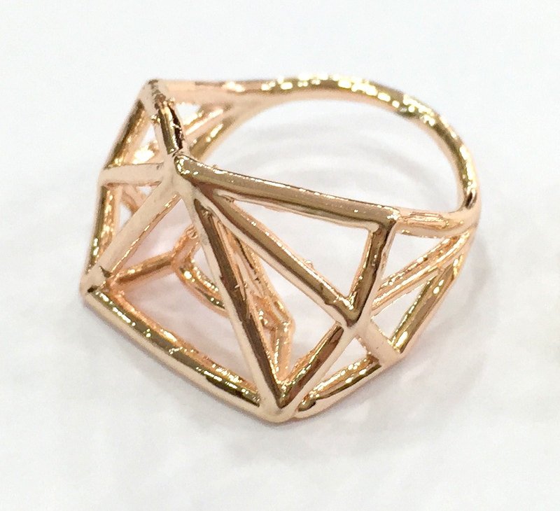 Geometric Ring Blank, (11x11x11 mm blank) Rose Gold Plated Brass G4409
