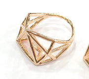 Geometric Ring Blank, (11x11x11 mm blank) Rose Gold Plated Brass G4409