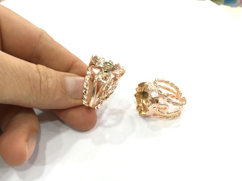 Adjustable Ring Blank, (20 mm blank) Rose Gold Plated Brass G12038