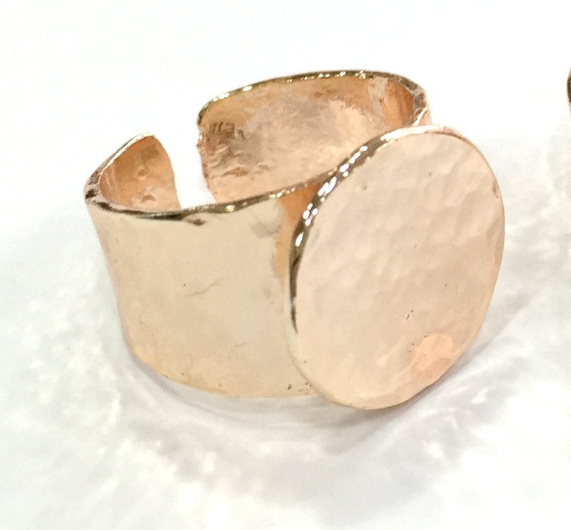 Adjustable Ring Blank, (15 mm blank) Rose Gold Plated Brass G4411