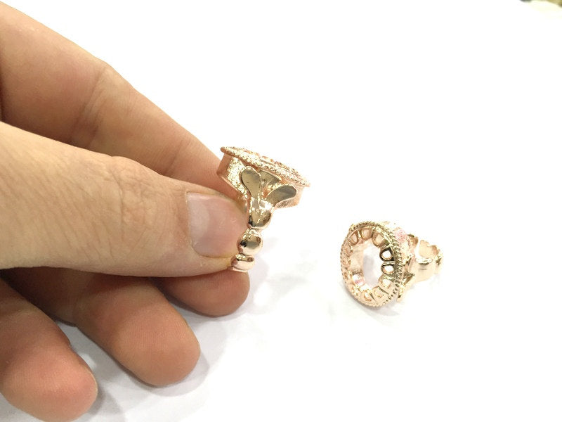 Rose Gold  Ring Blank Ring Setting Ring Bezel Base Adjustable (18x13 mm blank) Rose Gold Plated Brass G4412