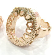 Rose Gold  Ring Blank Ring Setting Ring Bezel Base Adjustable (18x13 mm blank) Rose Gold Plated Brass G4412