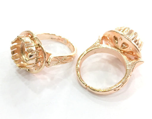 Adjustable Ring Blank, (10 mm blank) Rose Gold Plated Brass G4414