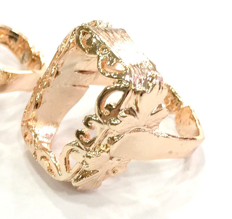 Adjustable Ring Blank, (20x14 mm blank) Rose Gold Plated Brass G4415