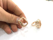 Adjustable Ring Blank, (20x14 mm blank) Rose Gold Plated Brass G4415