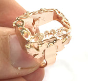 Adjustable Ring Blank, (20x14 mm blank) Rose Gold Plated Brass G4415