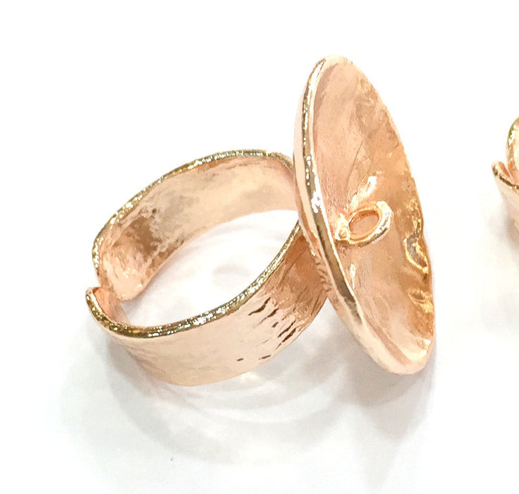 Adjustable Ring Blank Setting,  Rose Gold Plated Brass G4417