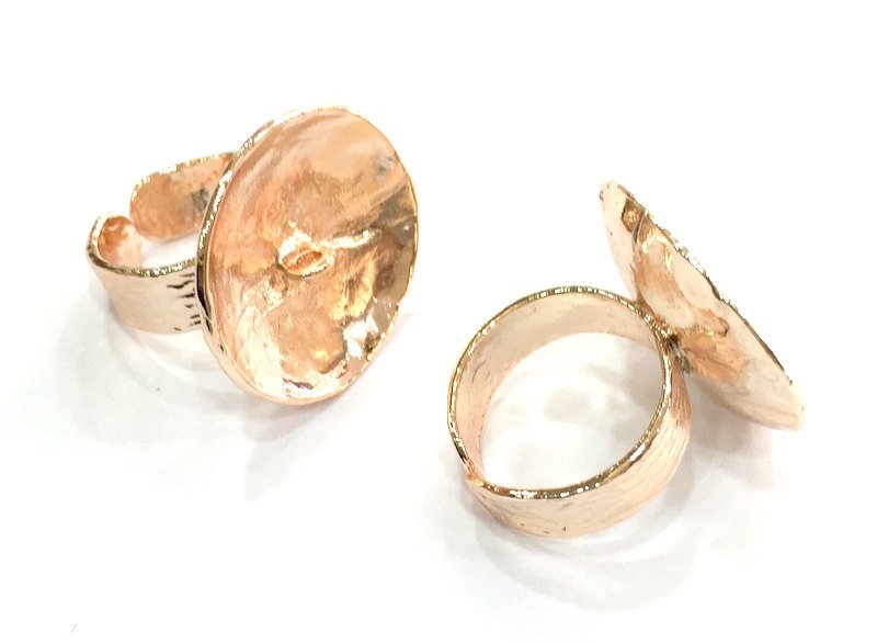 Adjustable Ring Blank Setting,  Rose Gold Plated Brass G4417