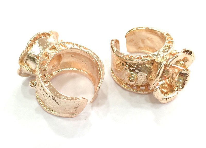 Adjustable Ring Blank, (12 mm blank) Rose Gold Plated Brass G4419