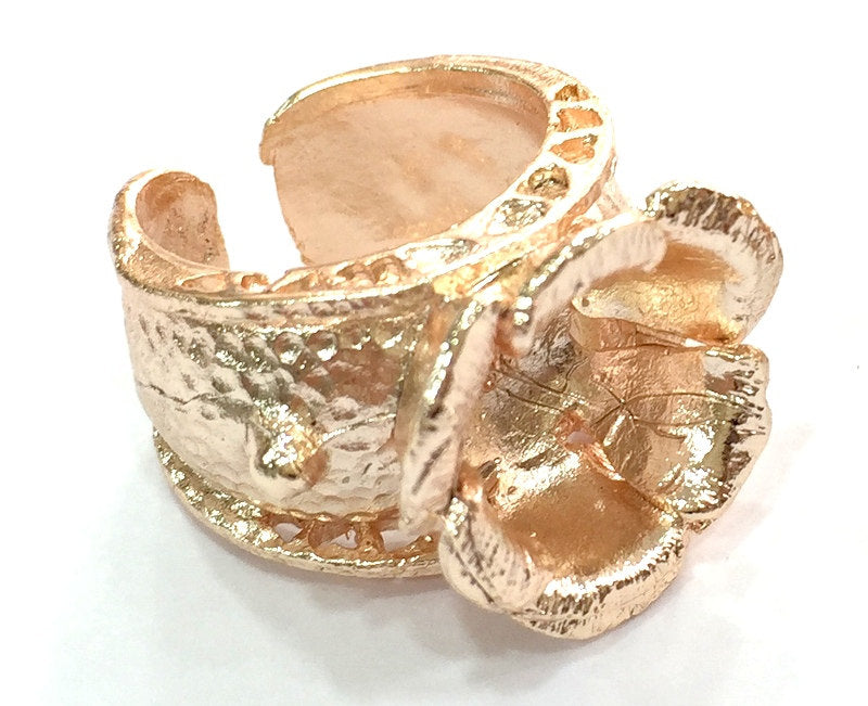 Adjustable Ring Blank, (12 mm blank) Rose Gold Plated Brass G4419